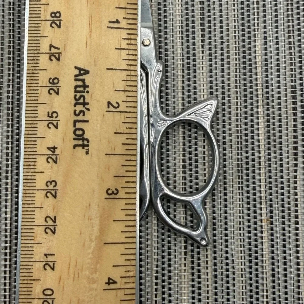 Butterfly Embroidery Scissors Silver Stainless Steel Ornate Craft Shears 3.5in